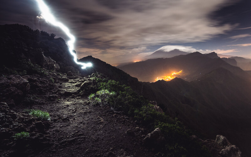 Lightning Striking Mountain — Black