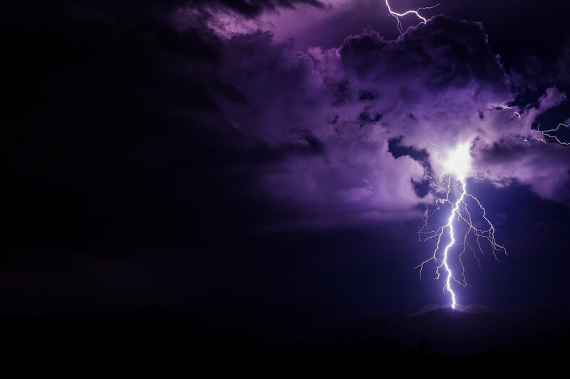 Lightning Striking Mountain — Purple