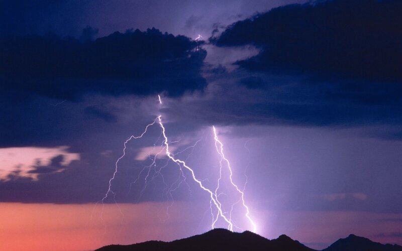 Lightning Striking Mountains