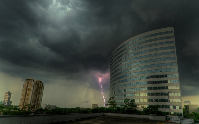 Lightning Striking Near Building