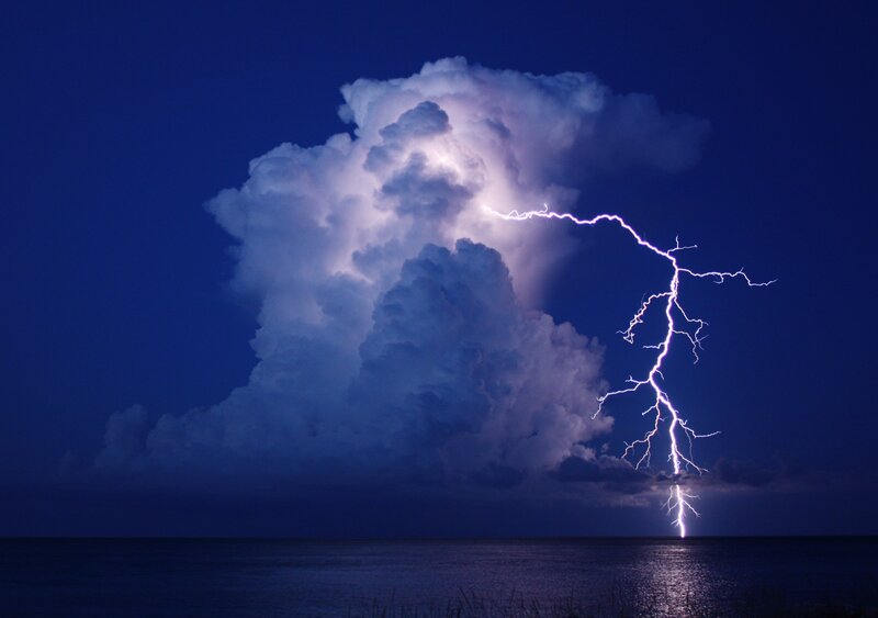 Lightning Striking Ocean
