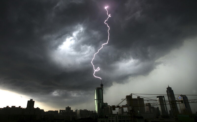 Lightning Striking Skyscraper