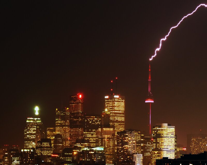 Lightning Striking Tower — Black