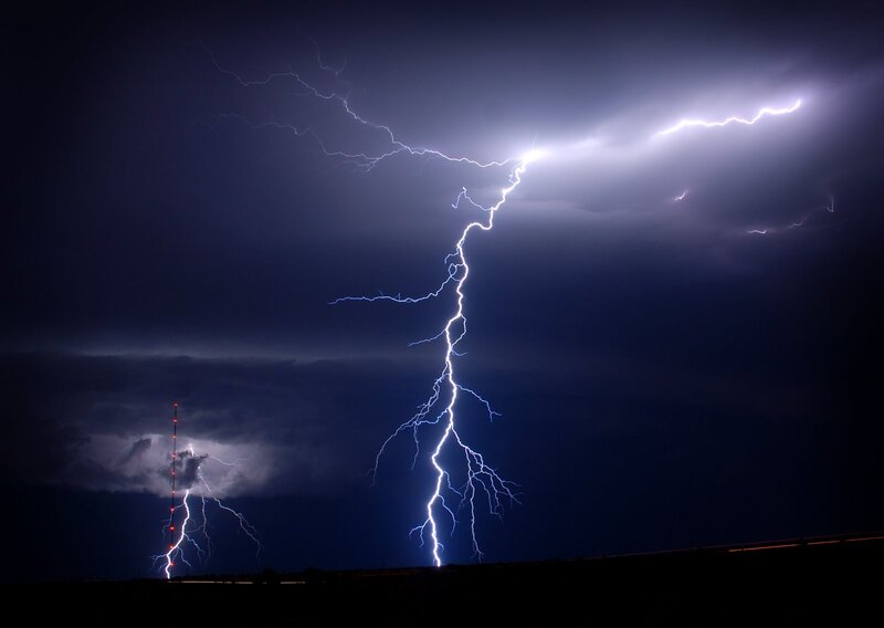 Lightning Striking Tower — Blue