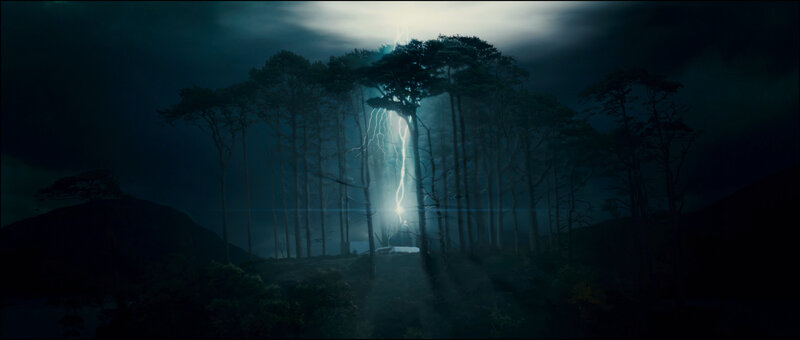 Lightning Striking Trees — Black