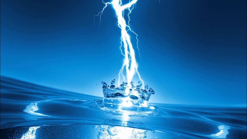 Lightning Striking Water — Blue