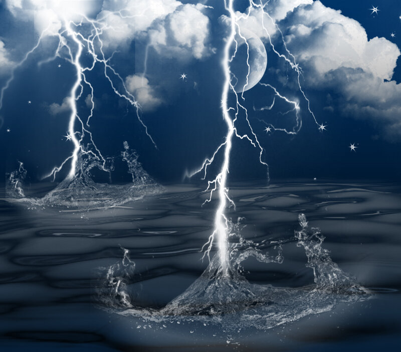 Lightning Striking Water