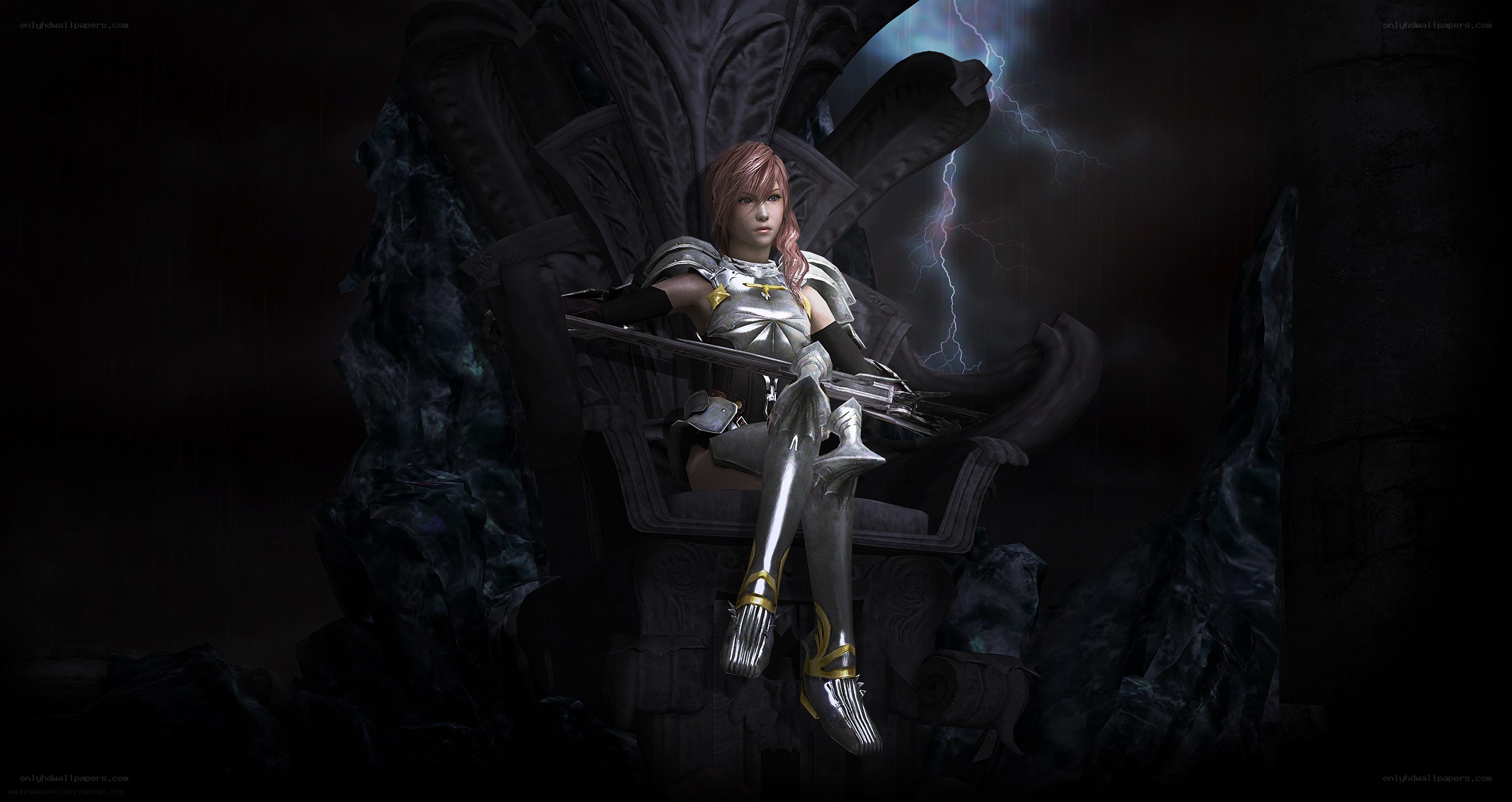 Lightning-wreathed warrior on a throne