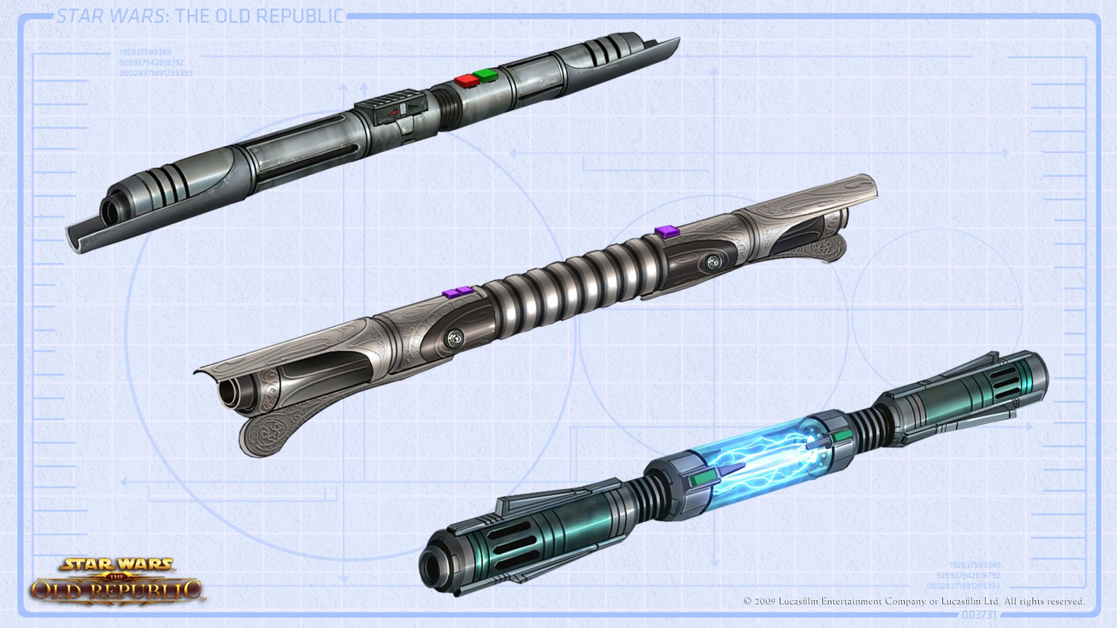 Lightsaber designs from Star Wars: The Old Republic