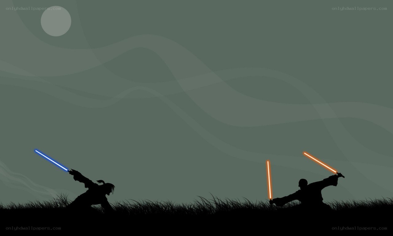 Lightsaber duel at dusk