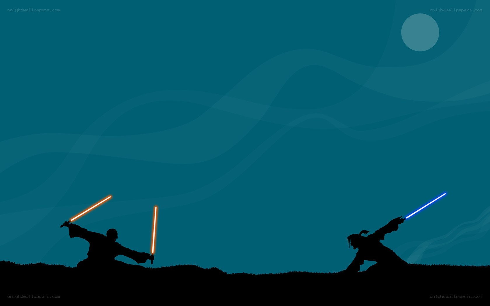 Lightsaber duel at night