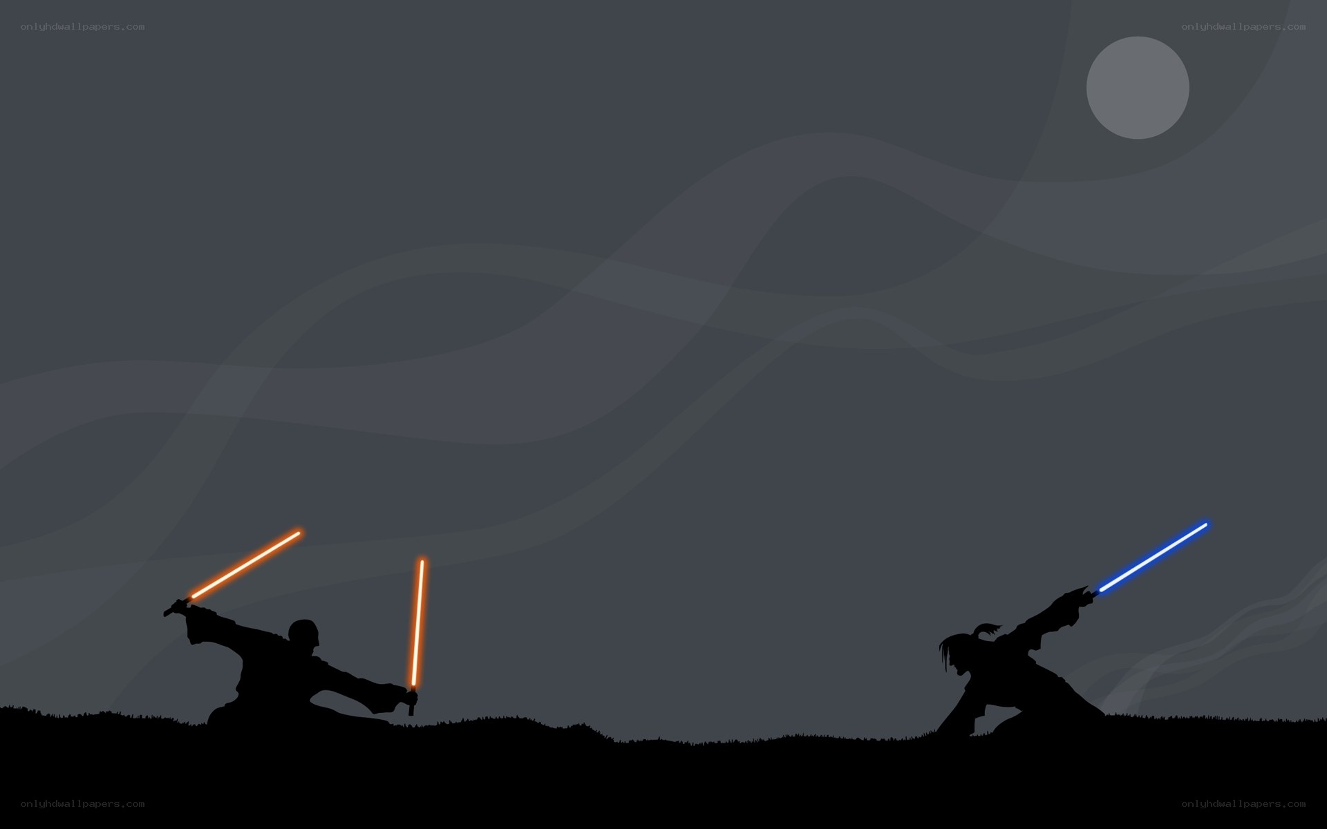 Lightsaber duel at night
