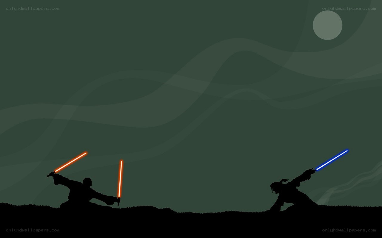 Lightsaber duel at night