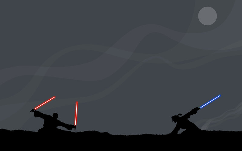 Lightsaber duel at night