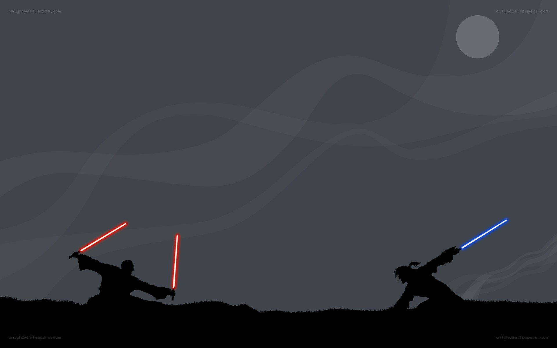 Lightsaber duel at night