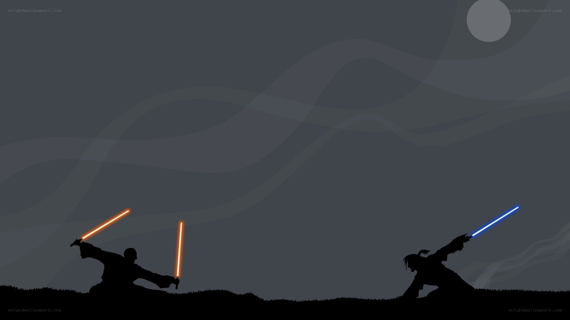 Lightsaber duel at night