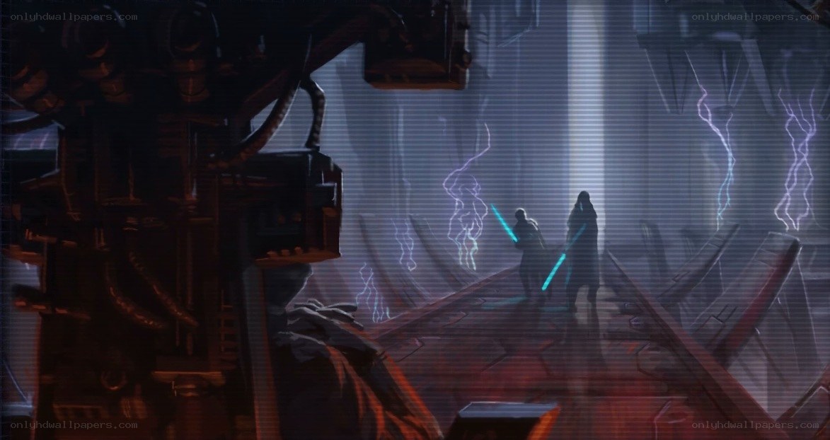 Lightsaber duel in a factory