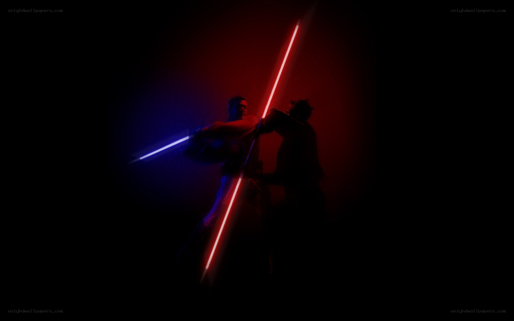 Lightsaber duel in darkness