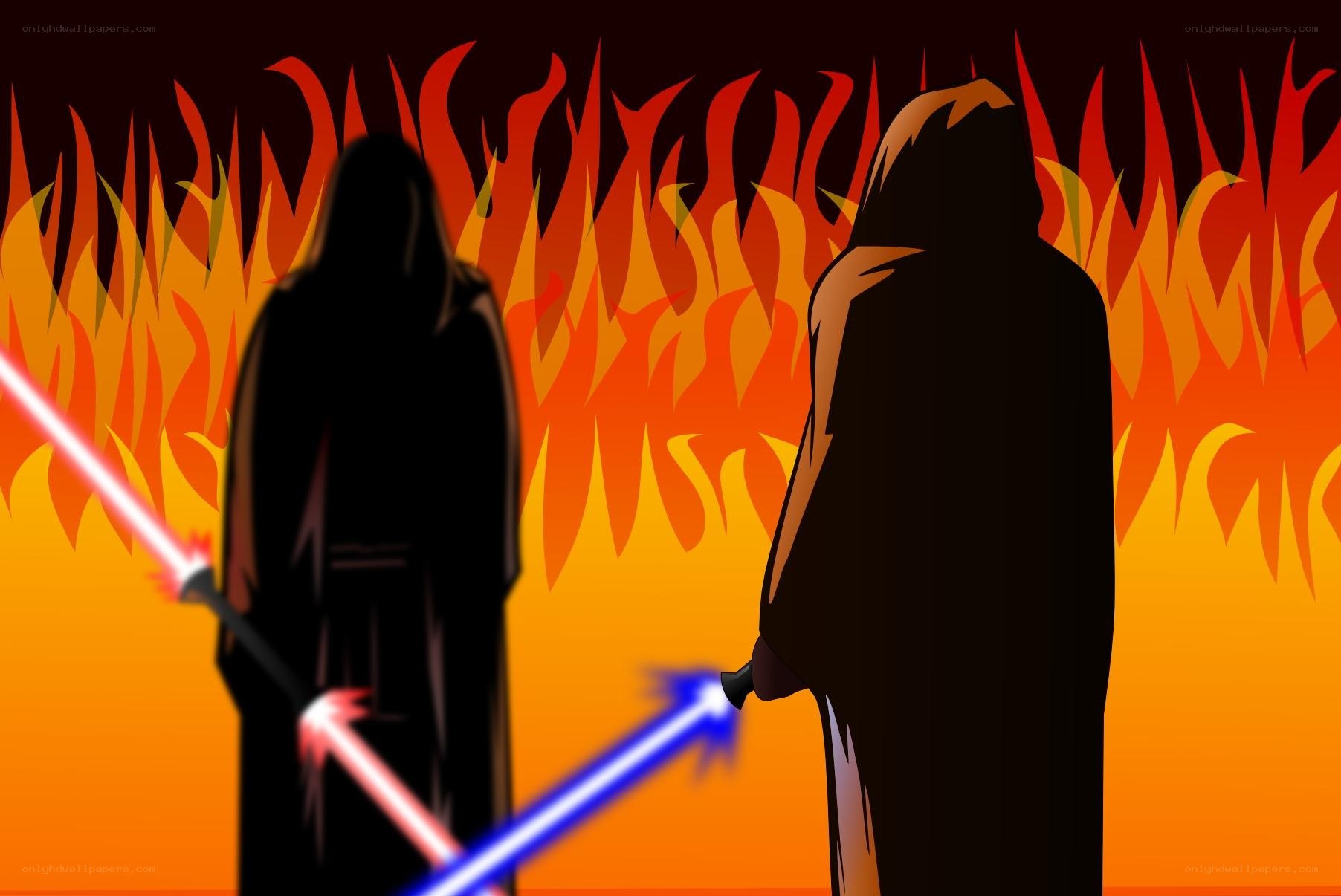 lightsaber duel in fire