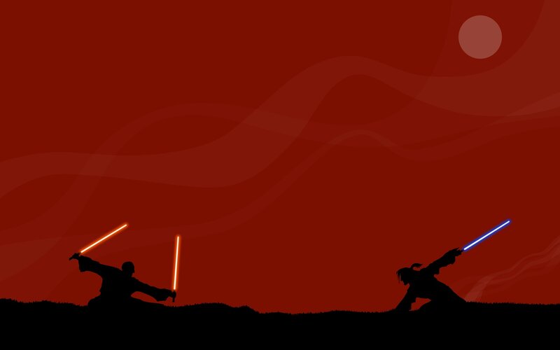 Lightsaber duel on a red planet
