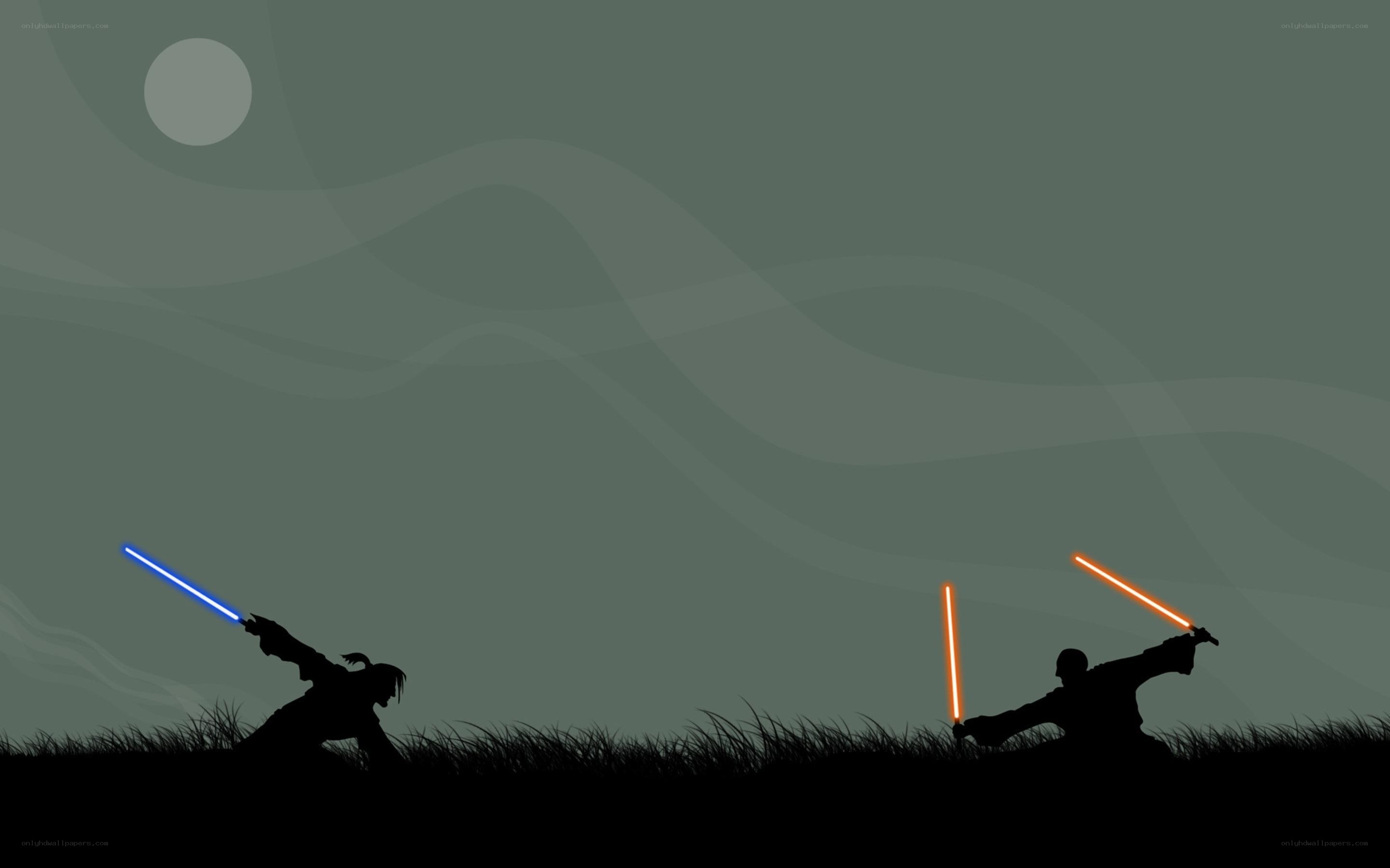 Lightsaber duel silhouette