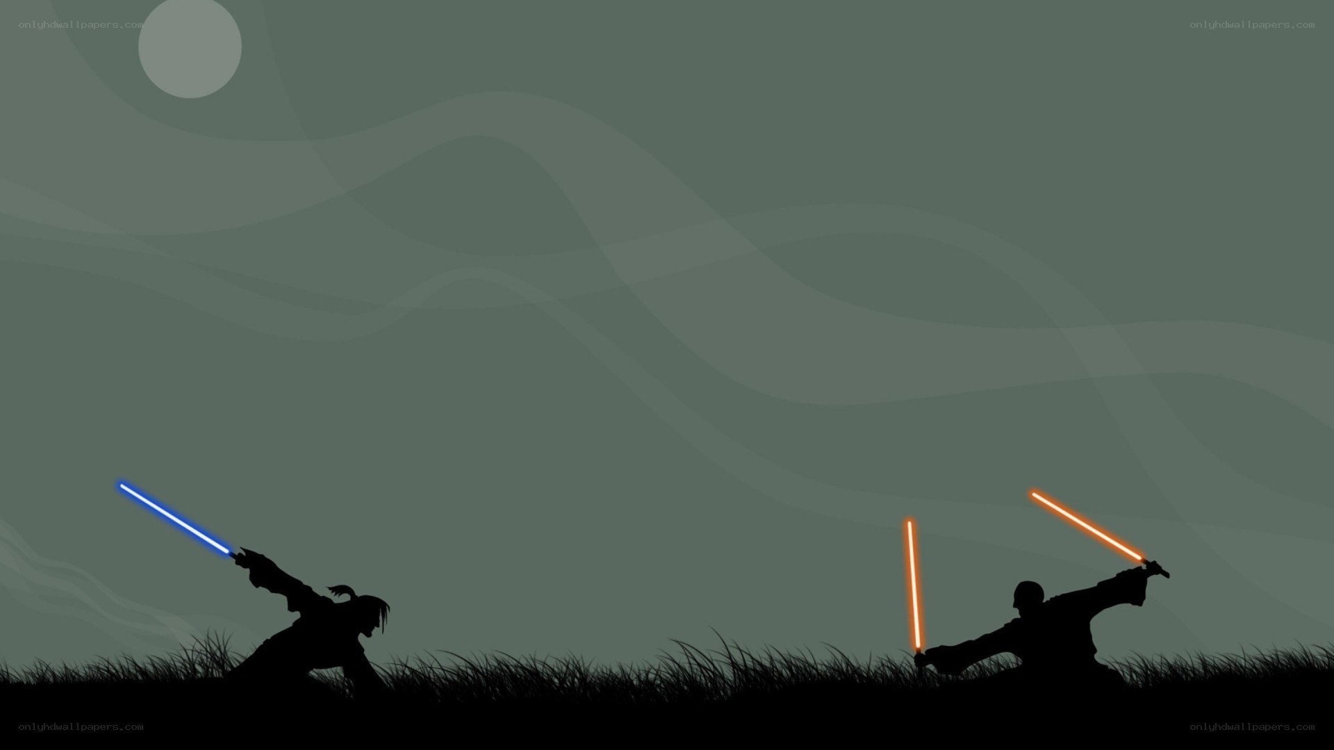 Lightsaber duel silhouette