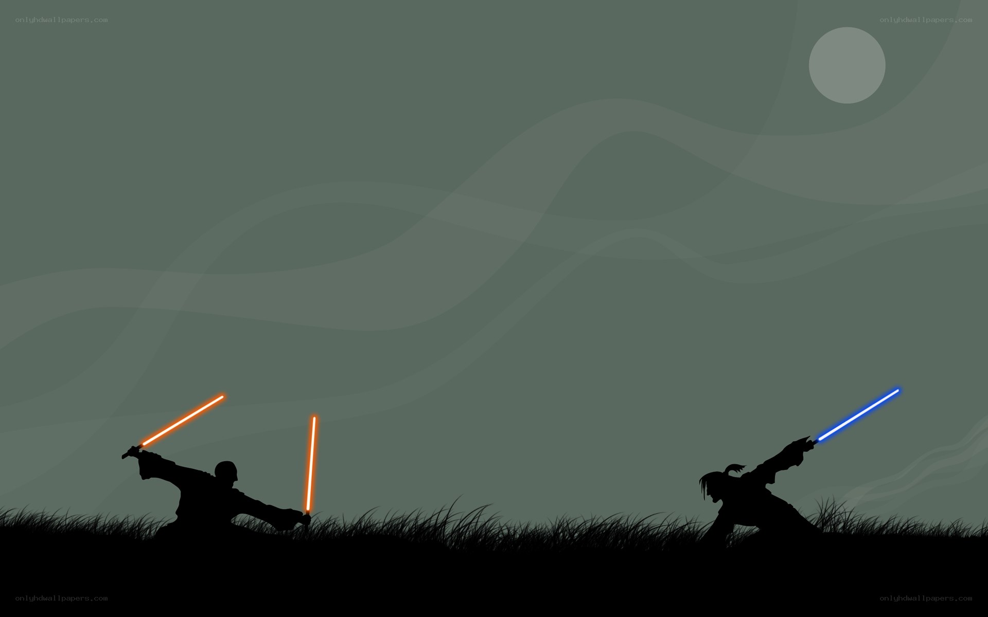Lightsaber duel silhouette