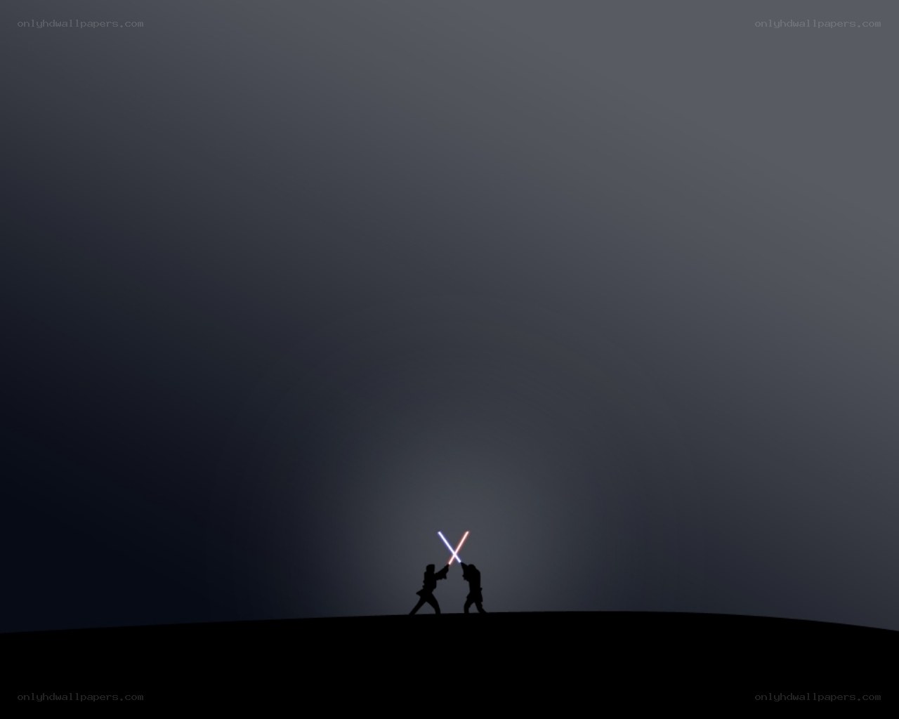 Lightsaber duel silhouette