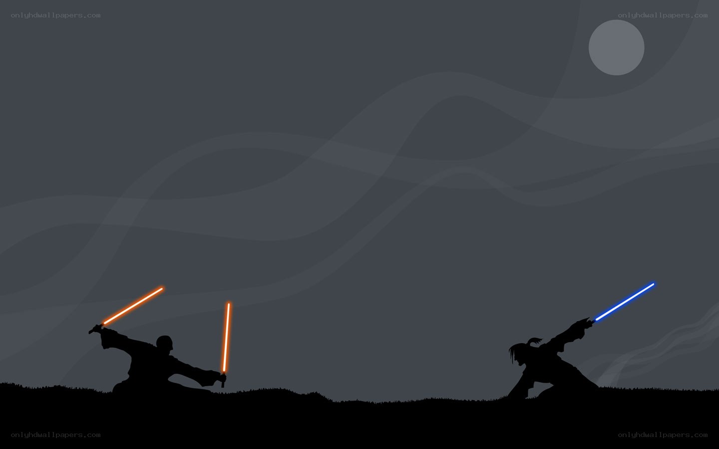 Lightsaber duel silhouette