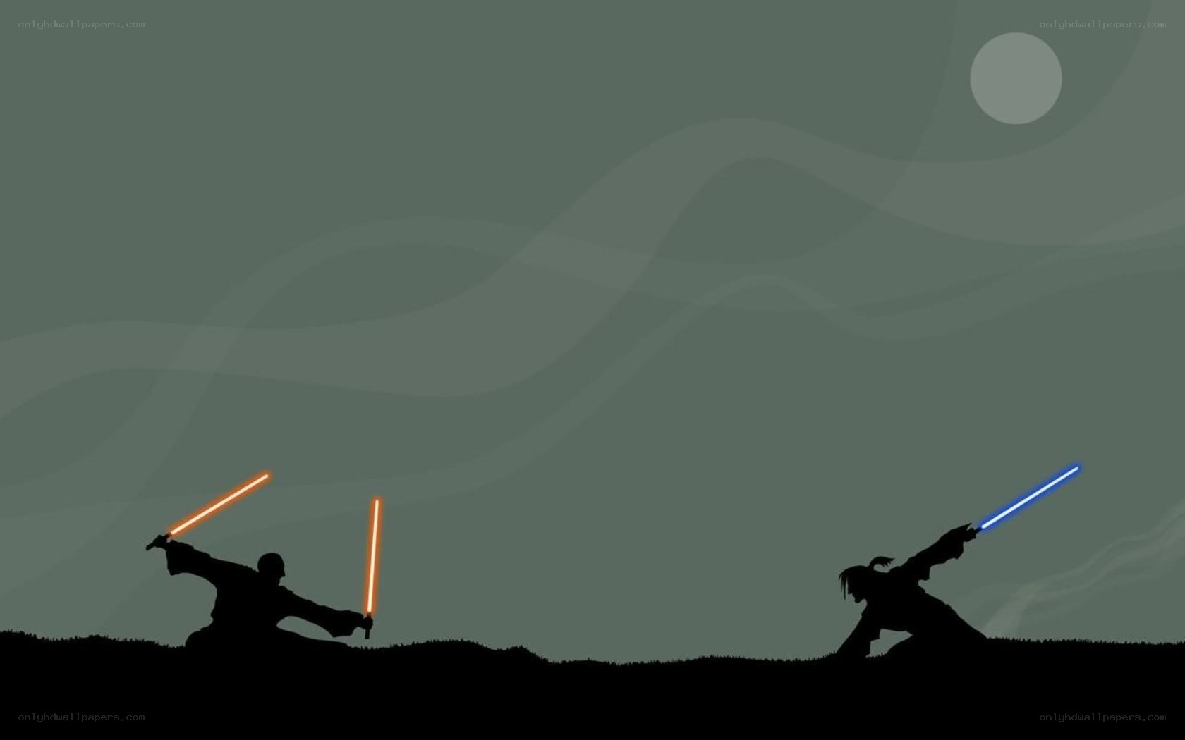 Lightsaber duel silhouette