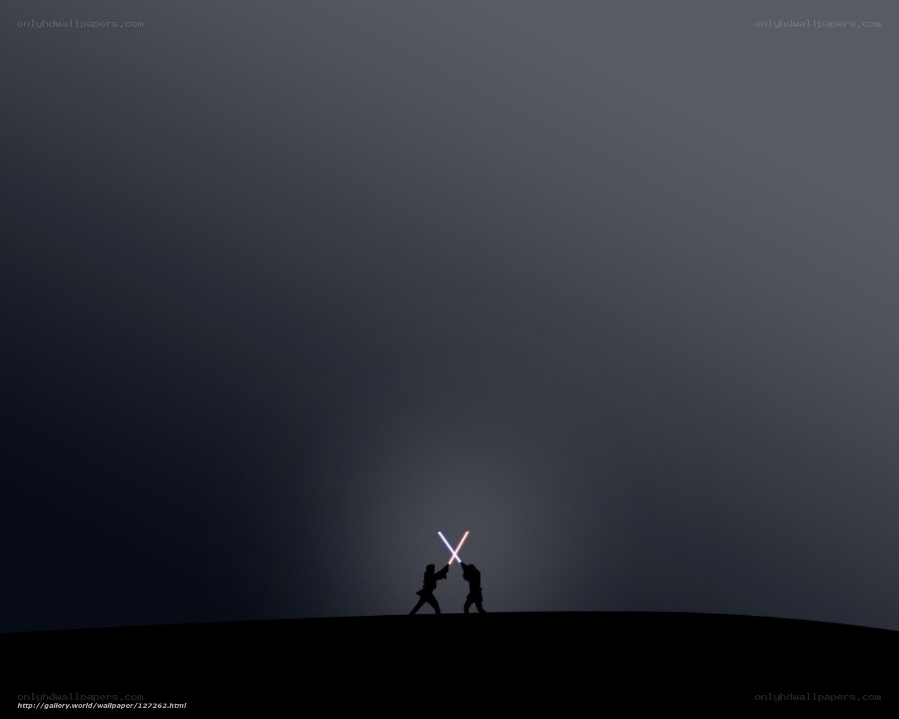 Lightsaber duel silhouette