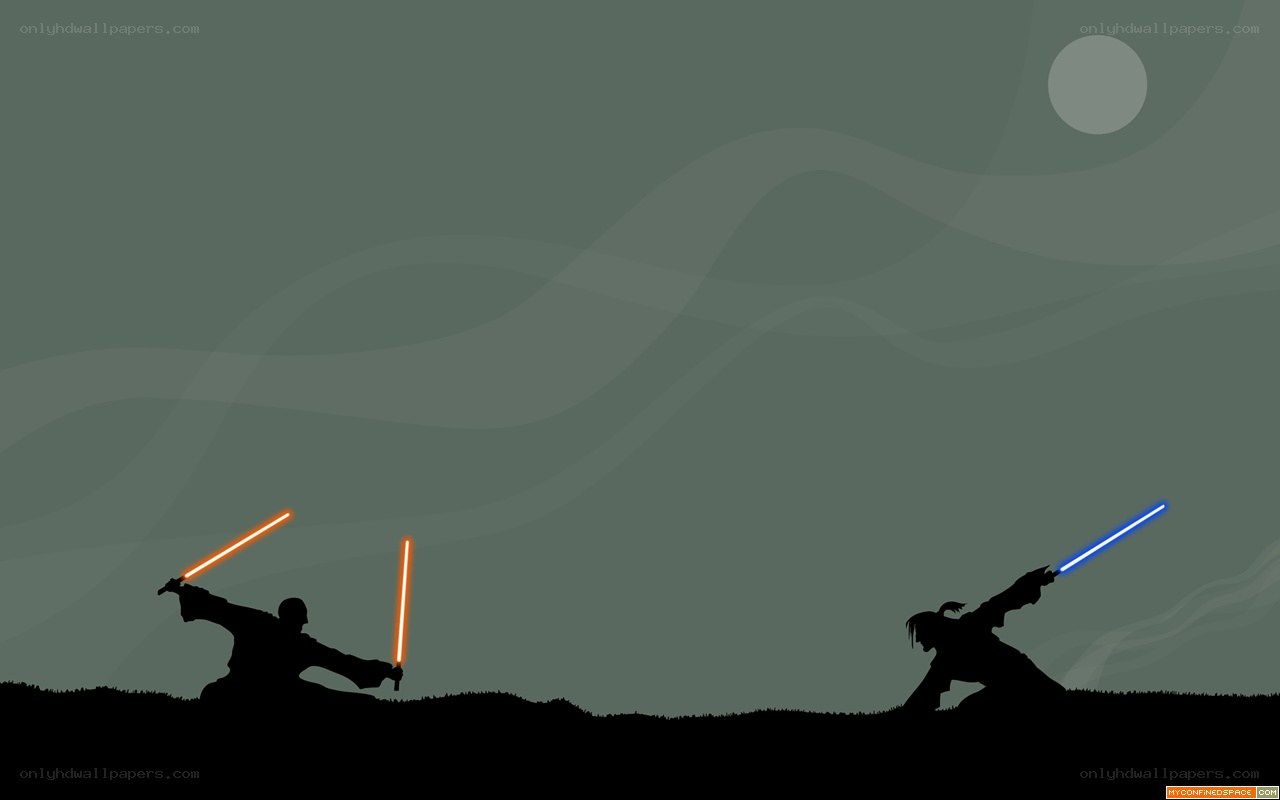 Lightsaber duel silhouettes