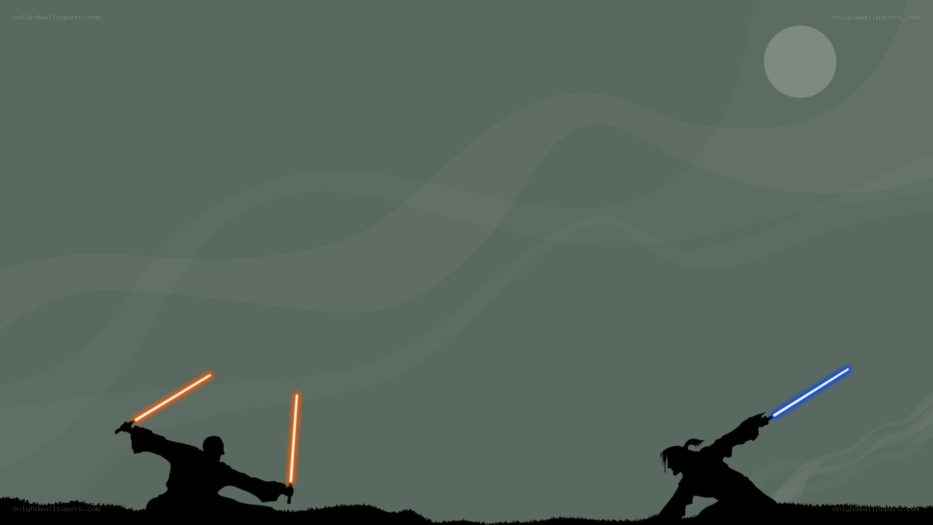 Lightsaber duel silhouettes
