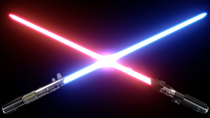 Lightsabers crossed in battle
