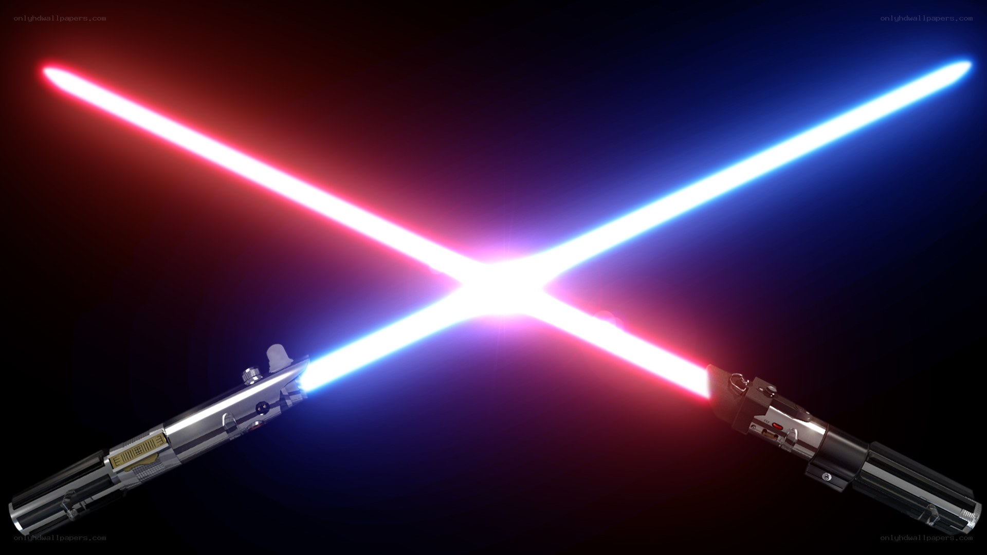Lightsabers crossed in battle