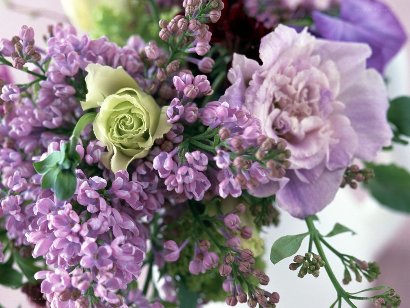 Lilac and green rose bouquet