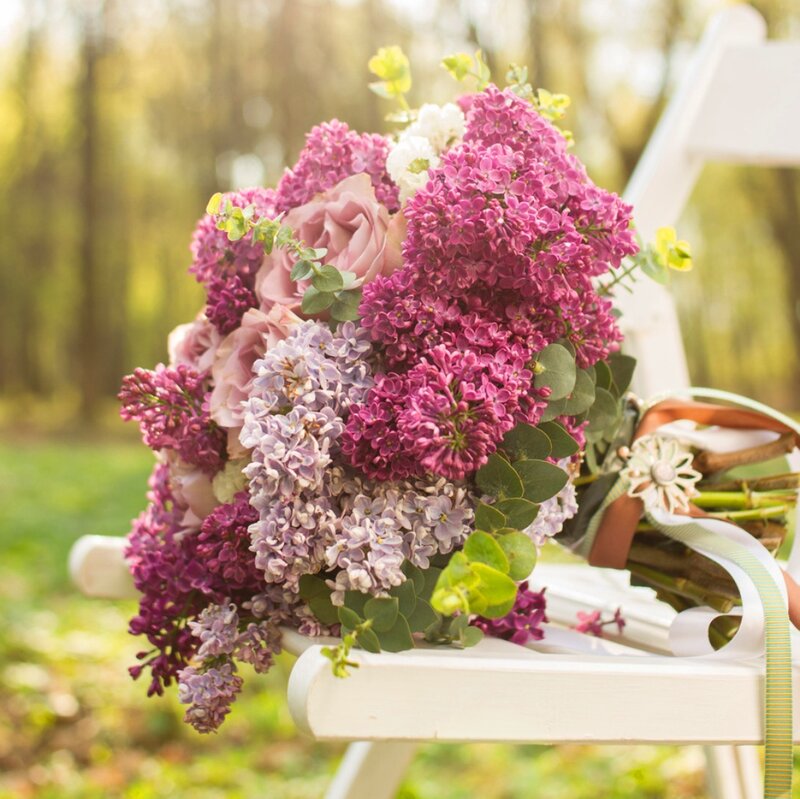 Lilac Bouquet on Chair