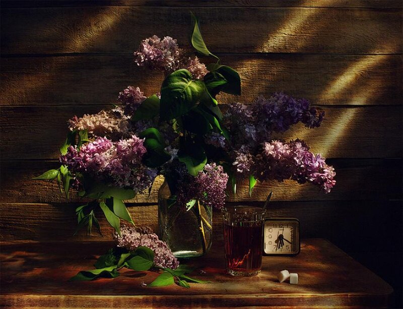 Lilac Bouquet on Table