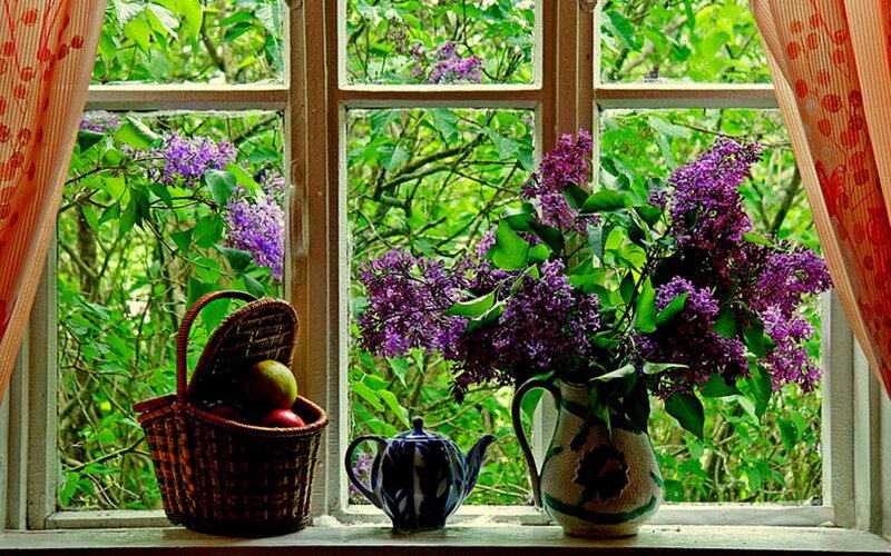 Lilac Bouquet on Windowsill — Purple