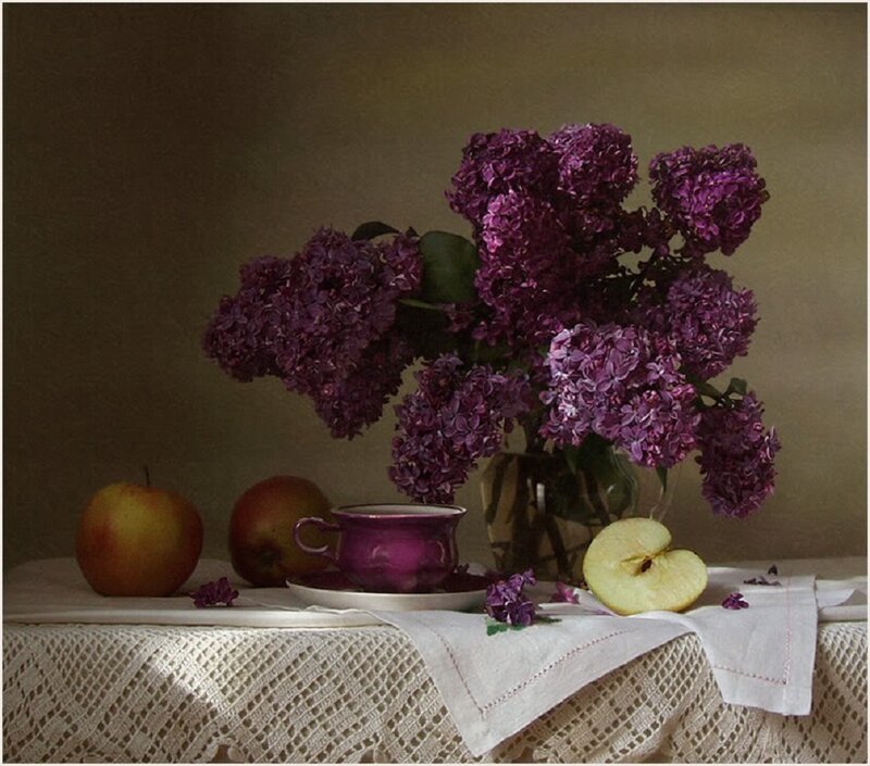 Lilac Bouquet with Apples
