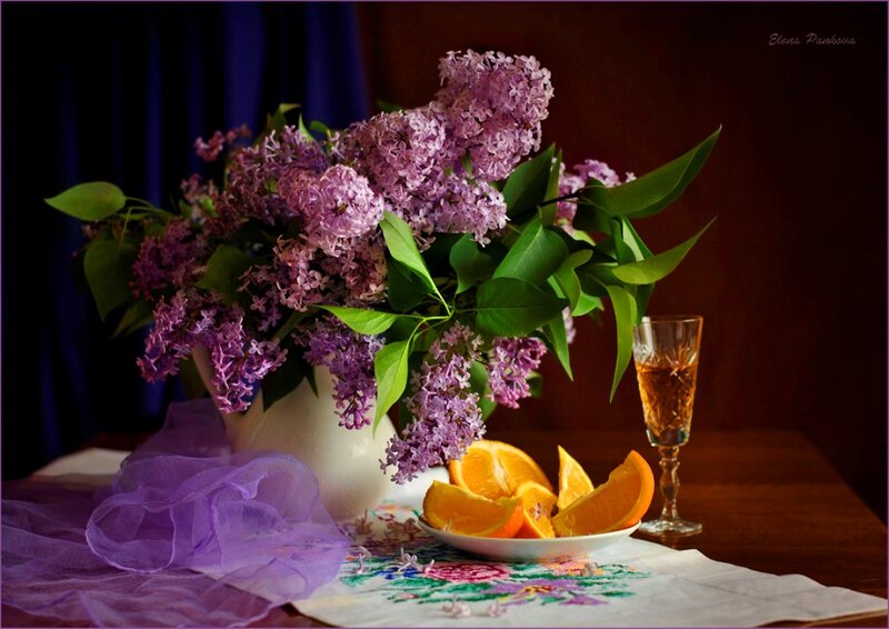Lilac Bouquet with Oranges
