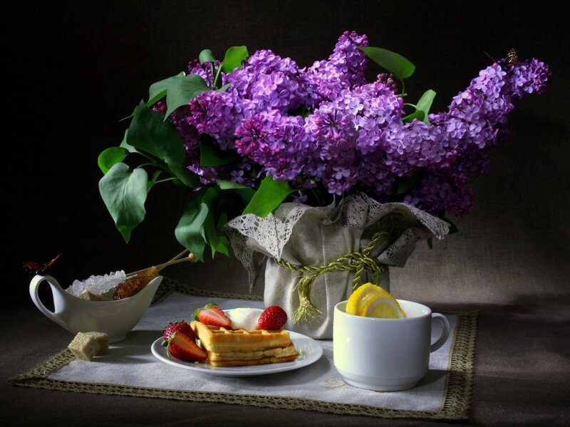Lilac Bouquet with Waffles — Purple, Dramatic