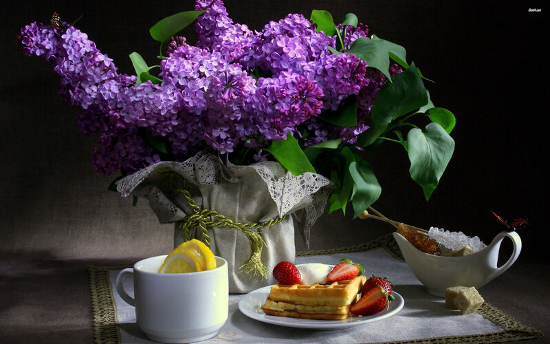 Lilac Bouquet with Waffles — Purple
