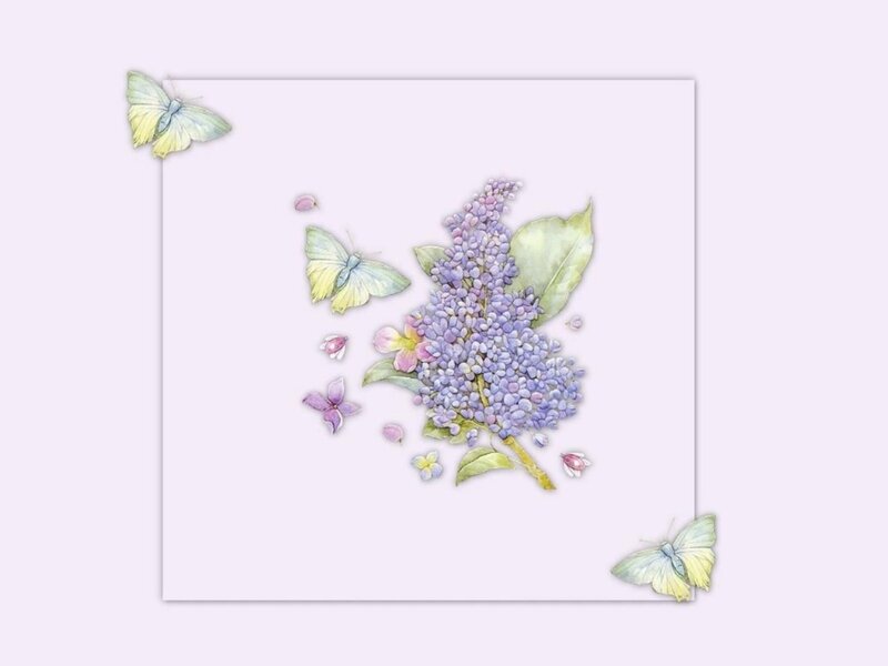 Lilac Flowers and Butterflies