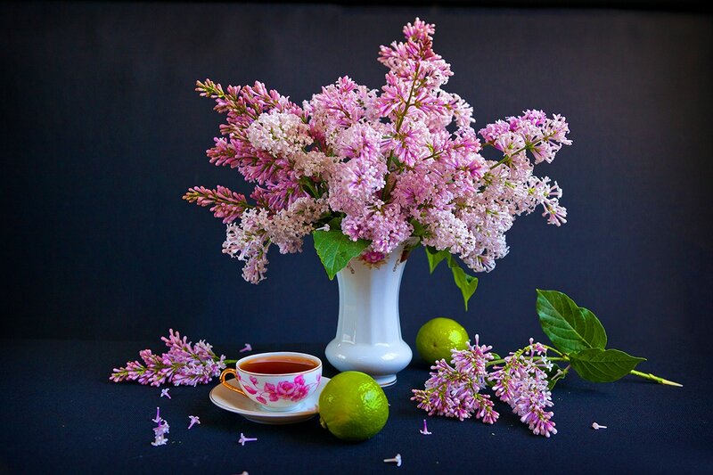 Lilac Flowers and Tea — Purple