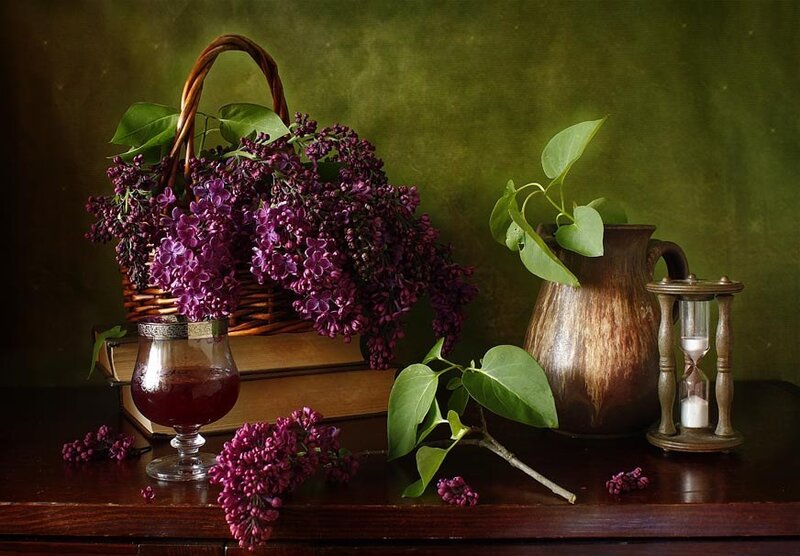 Lilac Flowers in Basket — Purple, Calm, Spring