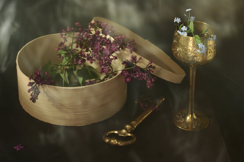 Lilac Flowers in Box