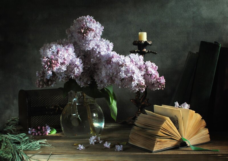 Lilac Flowers in Vase — Purple, Dramatic