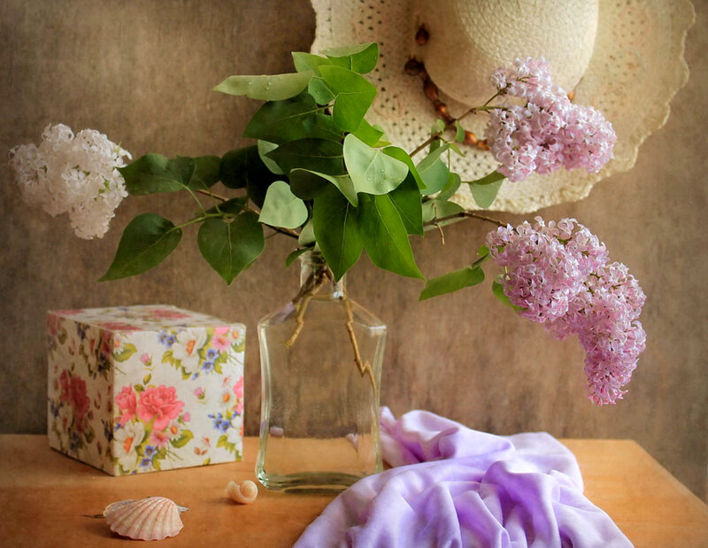 Lilac Flowers in Vase — Purple, Serene, Spring, Photograph, Box