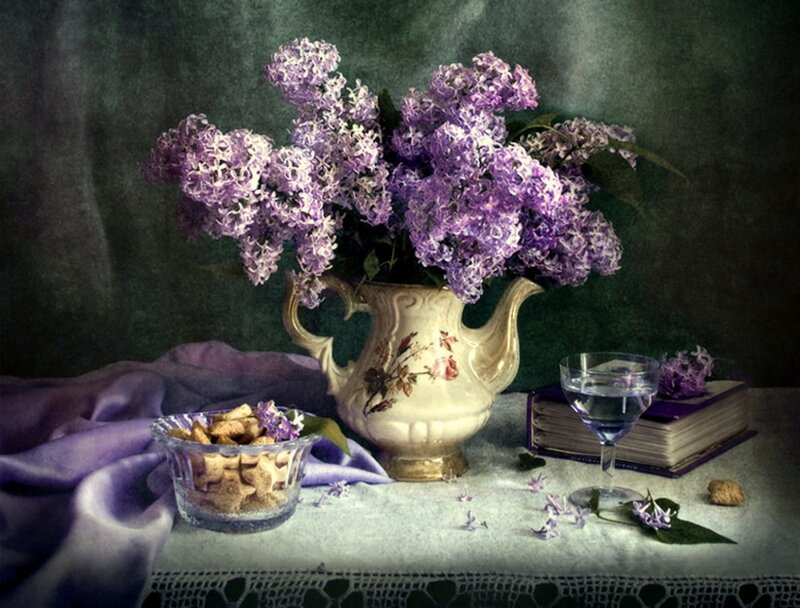 Lilac Flowers in Vase — Purple, Serene